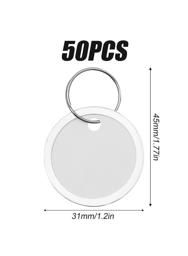SAVITA 50pcs Metal Rim Key Tags, 1.22inch Round Paper Tags Blank Round Key Labels Key Identifiers Tags with Ring for Luggage Backpack DIY Car Keys and Door Keys (Mixed Color) - Image 2