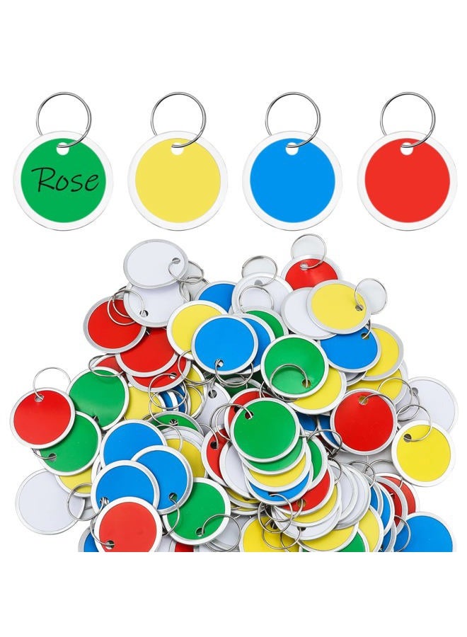 SAVITA 50pcs Metal Rim Key Tags, 1.22inch Round Paper Tags Blank Round Key Labels Key Identifiers Tags with Ring for Luggage Backpack DIY Car Keys and Door Keys (Mixed Color) - Image 1