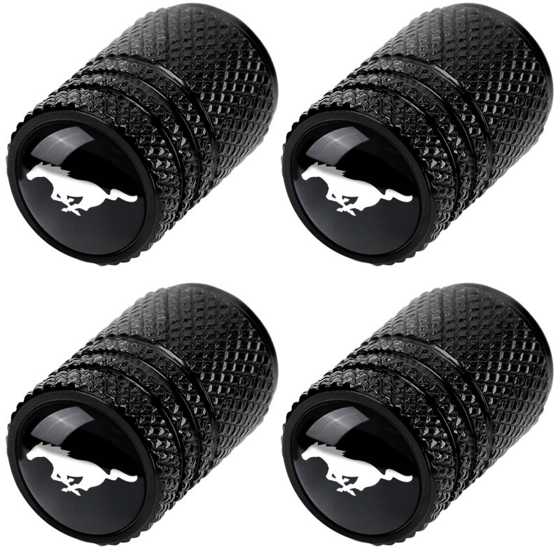 Bfiveante Tire Valve Stem Caps For Ford Mustang Metal Car Wheel Air Caps Auto Valve Stem Caps Accessories 4 Pcs Black - Image 1