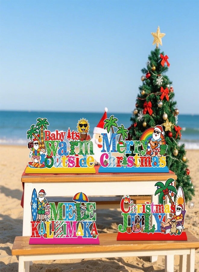 SZTZPW 4pcs Summer Christmas Decorations Wood Centerpieces - Image 5