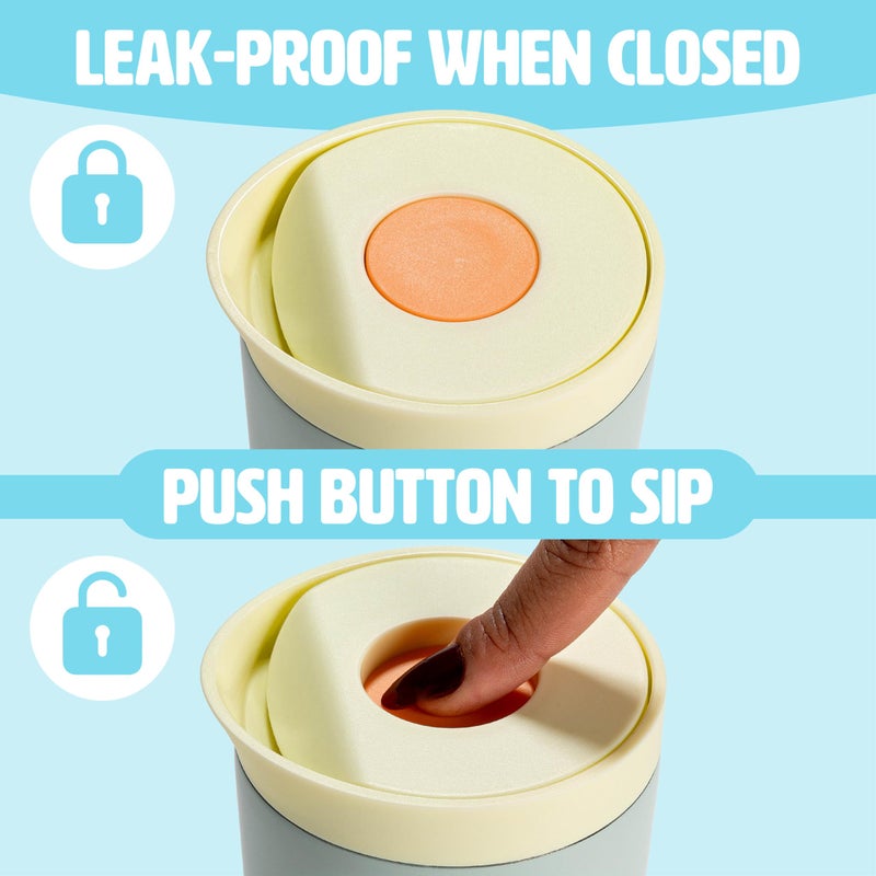 Tasty 12oz Insulated Stainless Steel Push Mug, Leak-Proof Lid with One-Hand Open/Close Button, Travel Coffee Cup, Double Wall Vacuum Flask, Aqua Blue - Image 2