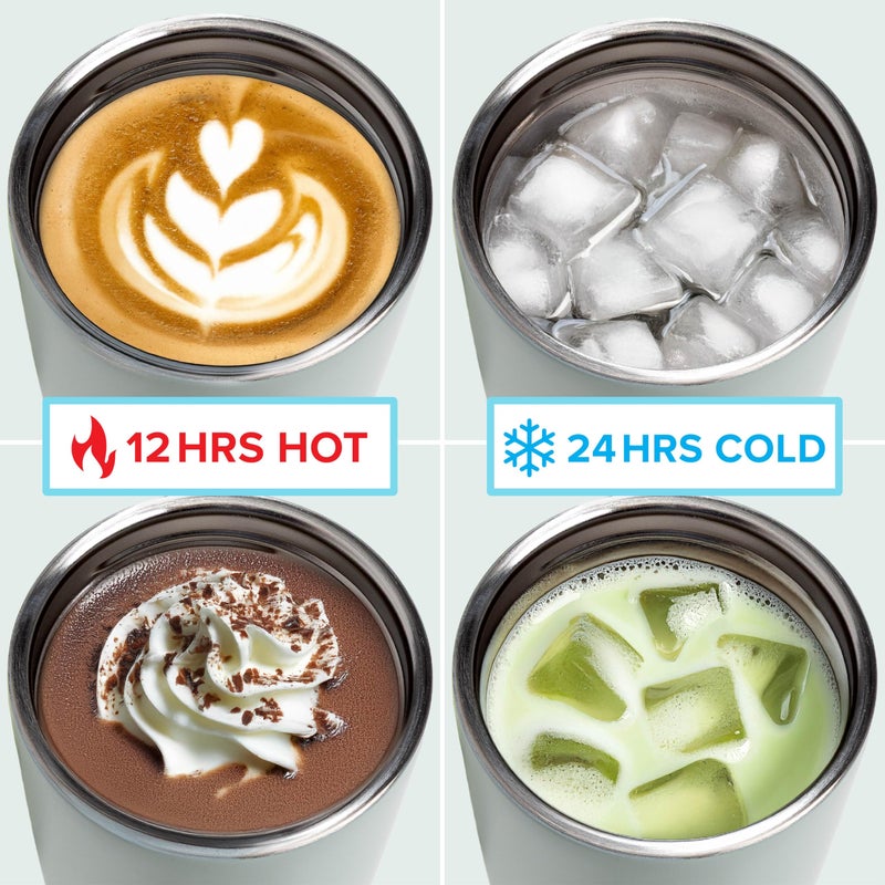 Tasty 12oz Insulated Stainless Steel Push Mug, Leak-Proof Lid with One-Hand Open/Close Button, Travel Coffee Cup, Double Wall Vacuum Flask, Aqua Blue - Image 4