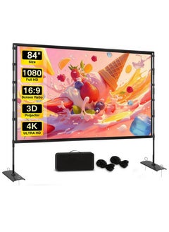 FlashHawk Portable Projector Screen - 84 inch 16:9 4K HD Projector Screen with Stand, Carry Bag for Indoor Outdoor Home Theater Backyard Cinema Camping  - Image 1