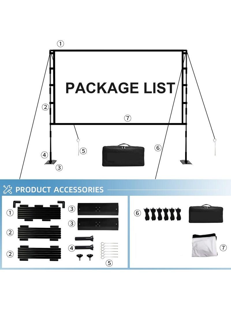FlashHawk Portable Projector Screen - 84 inch 16:9 4K HD Projector Screen with Stand, Carry Bag for Indoor Outdoor Home Theater Backyard Cinema Camping  - Image 4