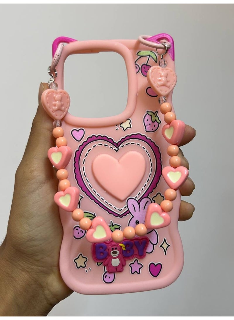 A new cartoon-style back cover in the shape of a heart with the word "BABY" on it, compatible with the Oppo Reno 14F phone. - Image 1