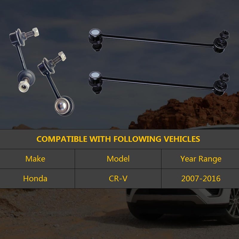 HHCM 4pc Front Rear Sway Bar Link Kit for Honda CR-V 2007 2008 2009 2010 2011 2012 2013 2014 2015 2016, K750151 K750156 K750297 Rear Stabilizer Bar End Links and Front Sway Bar End Links for Honda CRV - Image 2