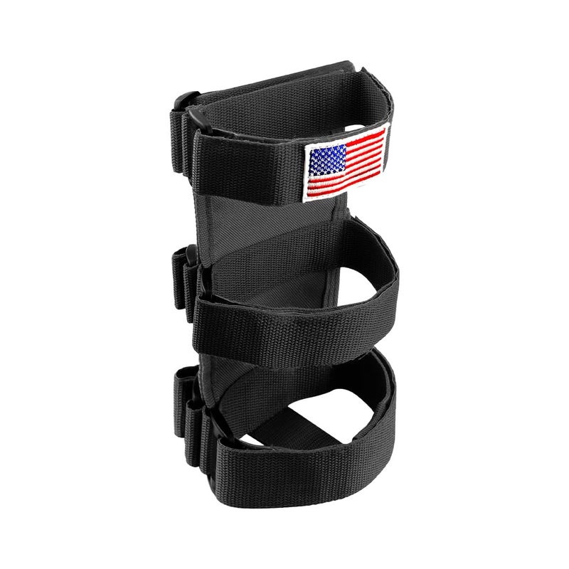 Ohleats Roll Bar Fire Extinguisher Holder Adjustable Fire Extinguisher Mount Strap with American Flag Pattern Car Accessories Fixed Belt for Wrangler JK JKU TJ CJ Gladiator Black