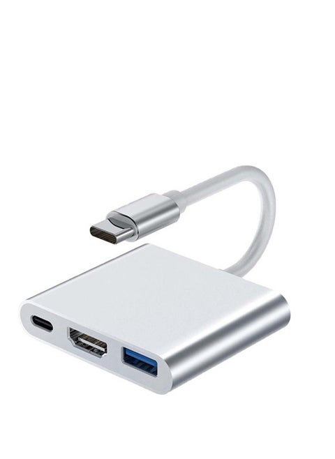 3 in 1 Type-C to HDMI Adapter with with 4K HDMI Output, USB C to Type-C(PD)/HDTV/USB 3.0 Adapter for Mobile phone. Monitor, Laptop