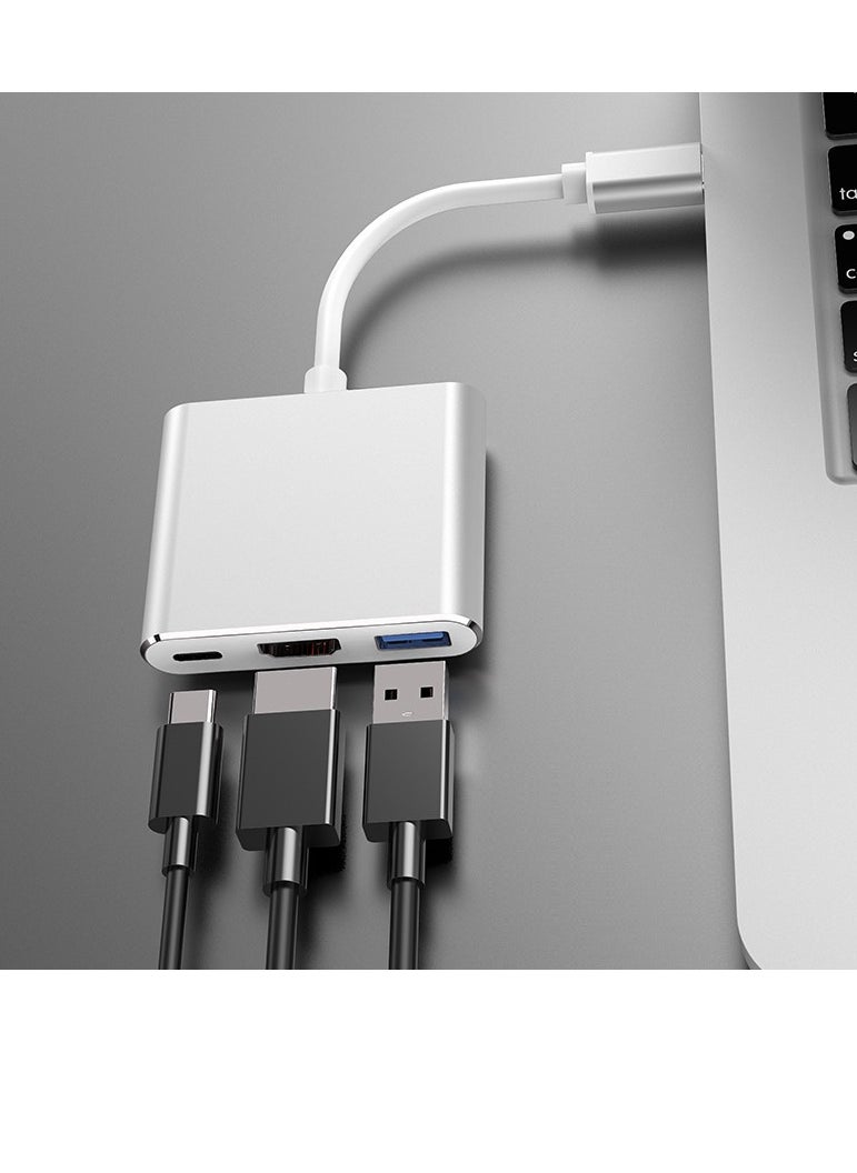 Generic - 3 in 1 Type-C to HDMI Adapter with with 4K HDMI Output, USB C to Type-C(PD)/HDTV/USB 3.0 Adapter for Mobile phone. Monitor, Laptop - Image 1