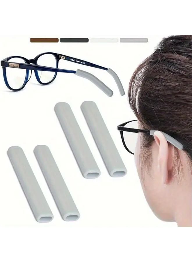 Grey Anti Slip Eyeglass Ear Clips 2pcs Soft Silicone Temple Tips For Secure Fit - Image 1