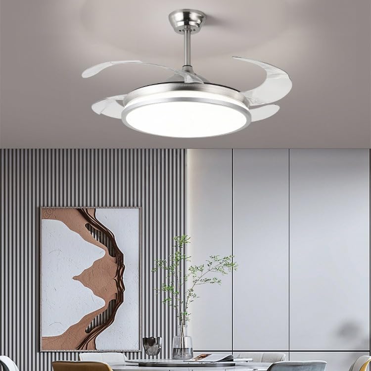 CITRA Silver Modern Ceiling Fan Chandelier and Remote Controled for Living Room Drawing Room - Warm White - Image 4