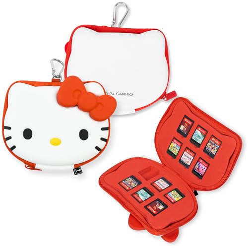 Hamee Hello Kitty Cartridge Case Compatible with Nintendo Switch Games – Portable Carrying Zip Case Storage Holder with 12 Slots, Holds 12-36 Games [Carabiner Included] - Image 1