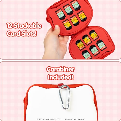 Hamee Hello Kitty Cartridge Case Compatible with Nintendo Switch Games – Portable Carrying Zip Case Storage Holder with 12 Slots, Holds 12-36 Games [Carabiner Included] - Image 5