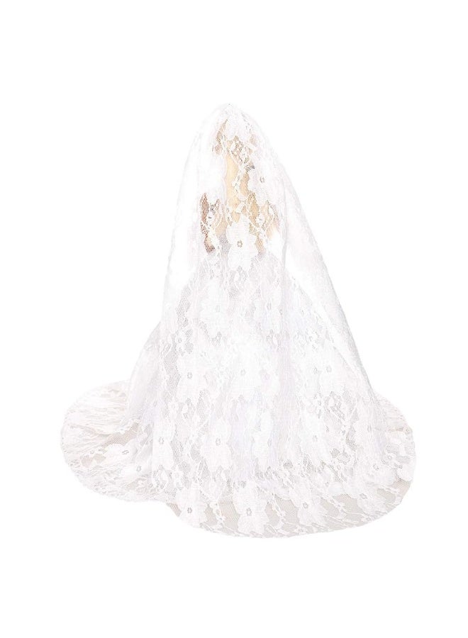 Barwa فستان زفاف أبيض من باروا مع طرحة وملابس حفلة مسائية للأميرة، فستان ملابس مع قبعة لدمية فتاة بطول 11.5 إنش - Image 1