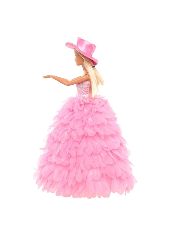 Barwa فستان زفاف أبيض من باروا مع طرحة وملابس حفلة مسائية للأميرة، فستان ملابس مع قبعة لدمية فتاة بطول 11.5 إنش - Image 4