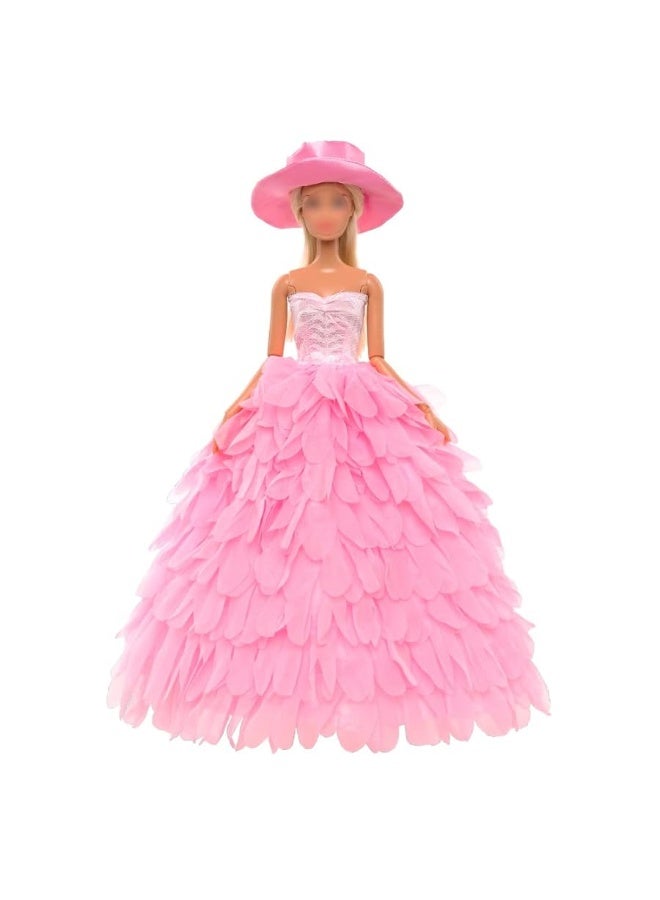 Barwa فستان زفاف أبيض من باروا مع طرحة وملابس حفلة مسائية للأميرة، فستان ملابس مع قبعة لدمية فتاة بطول 11.5 إنش - Image 3