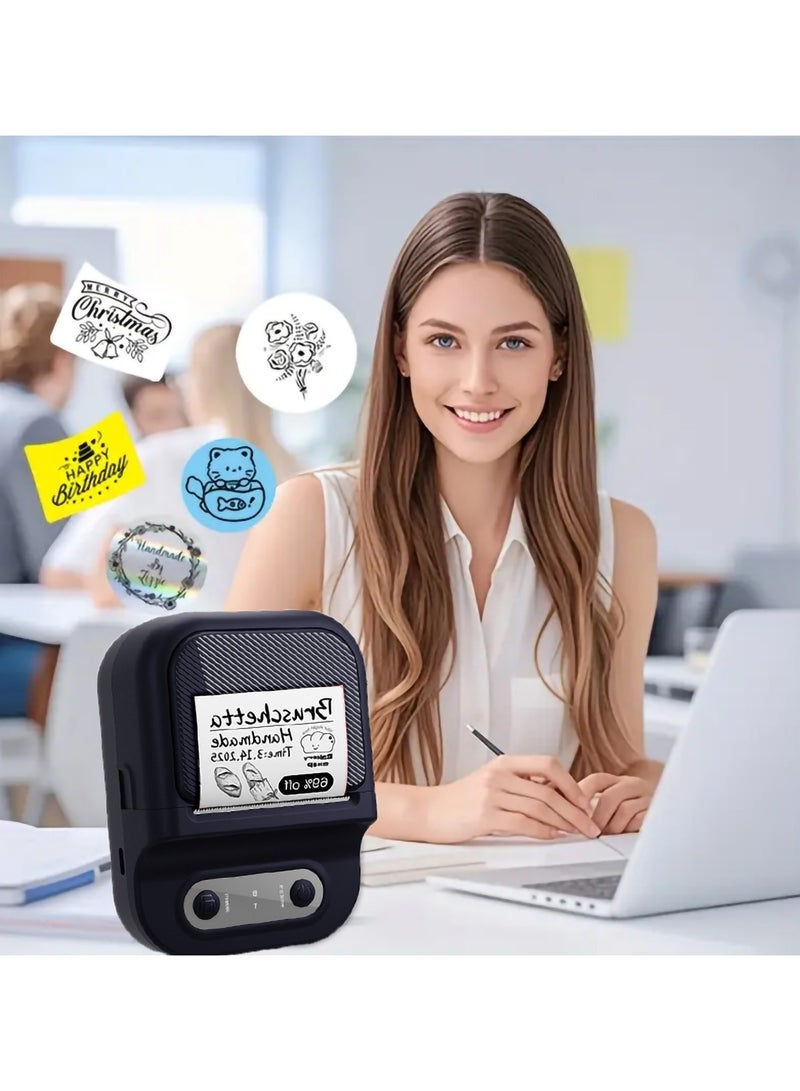 Wireless Bluetooth Label Printer with 1 Label Roll (50*60mm) and USB Cable, Portable Thermal Label Machine, Mini Lightweight Ink-free Black and White Printer, Perfect for Commercial, Supermarket, Office, School, Retail Store, Clothing Label and Home Printing Barcode - Image 2