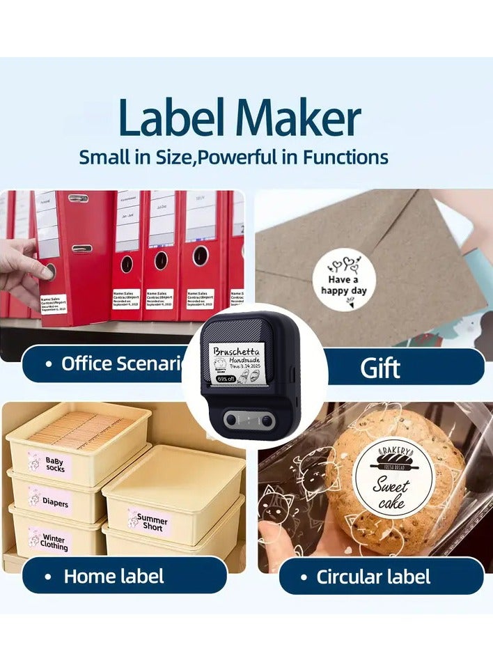 Wireless Bluetooth Label Printer with 1 Label Roll (50*60mm) and USB Cable, Portable Thermal Label Machine, Mini Lightweight Ink-free Black and White Printer, Perfect for Commercial, Supermarket, Office, School, Retail Store, Clothing Label and Home Printing Barcode - Image 4