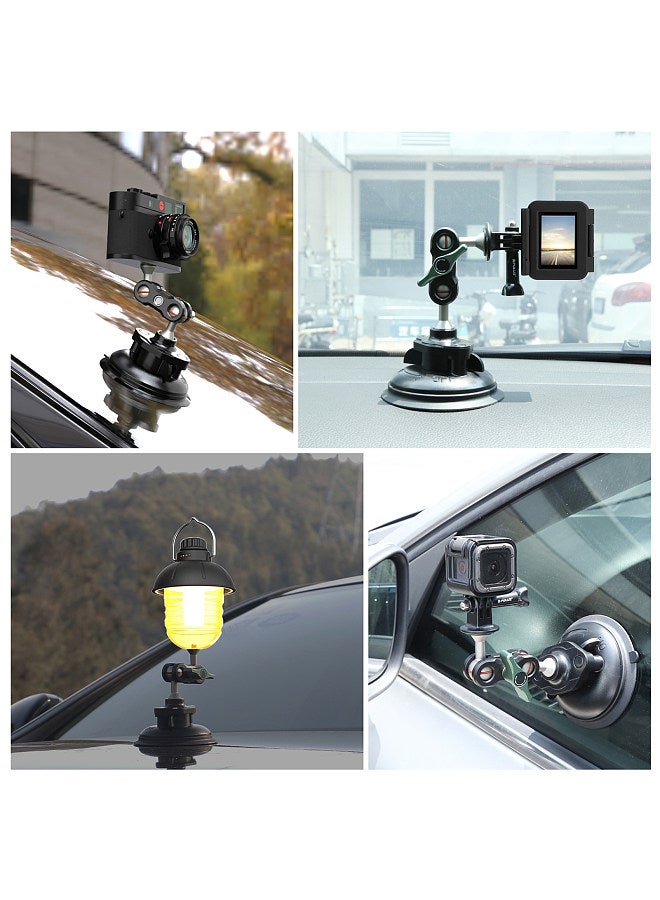 PULUZ PU848 Suction Cup Mount for Phone Suction Camera Mount Dual 360° Rotatable Ballheads with Phone Holder Sports Camera Mounting Adapter Replacement for GoPro Hero 11/10/9/8 iPhone 14/13/12  - Image 4
