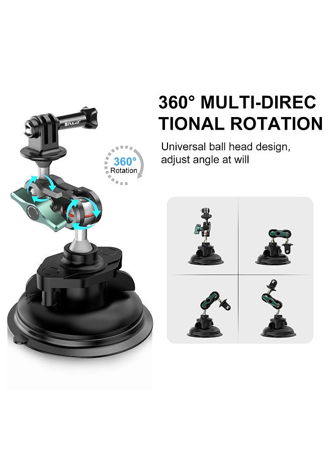 PULUZ PU848 Suction Cup Mount for Phone Suction Camera Mount Dual 360° Rotatable Ballheads with Phone Holder Sports Camera Mounting Adapter Replacement for GoPro Hero 11/10/9/8 iPhone 14/13/12  - Image 3