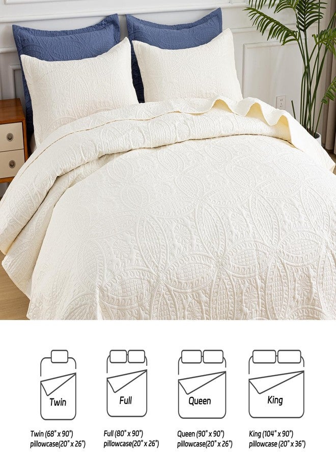 SheRest Twin Quilt Bedding Set - Soft Breathable Bed Quilt, Modern Style Embossed Bedspreads, Lightweight Microfiber Reversible Coverlet for All Seasons, Cream, 1 Quilt&1 Pillow Sham - Image 5