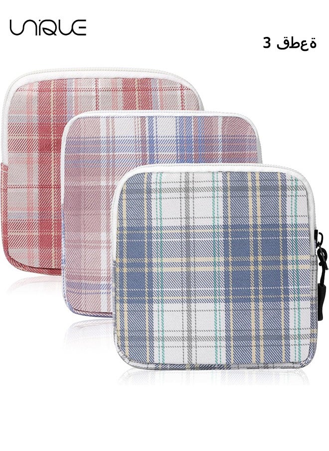 Unique 3 Pcs Sanitary Napkin Storage Bag, Period Pouch, Period Bag, Lattice Feminine Menstrual Pad Tampon Storage Pouch, Portable Sanitary Pads Pouches First Period Bag for Teen Girls Women Ladies  - Image 1