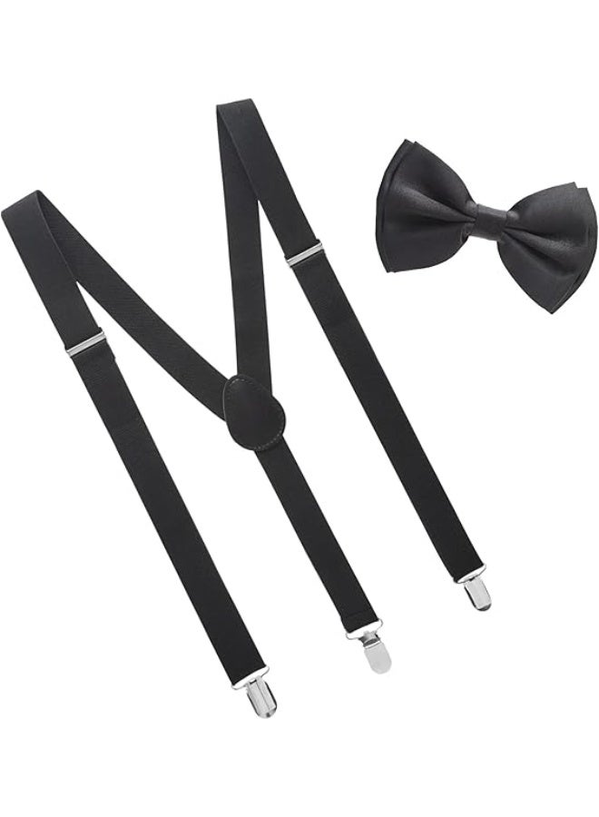 SUNSAR Kids Suspenders Adjustable Suspenders Set With Bow Ties for Boys and Girls - Image 1