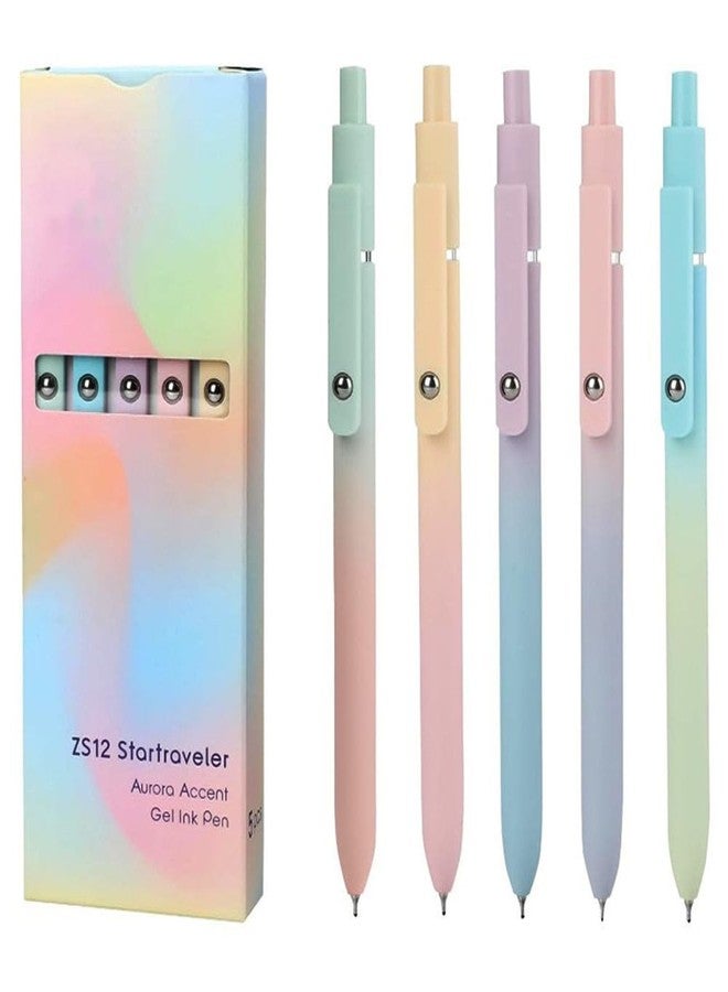 sencoo 5 pack Blue Gel Pens Quick Dry Ink Pens Retractable Roller Ball Pens 0.5mm Cute Pens for School Office Home Diary Gift Pens (Blue) - Image 1