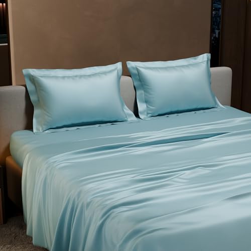 Stoa Paris Double Bedsheet with 2 Pillow Covers, 300 TC UltraSatin Premium Bedding Set, Aesthetic Home Decor, Gift for Couples, Wedding, Anniversary, Date Night - Dreamy Blue - Image 3