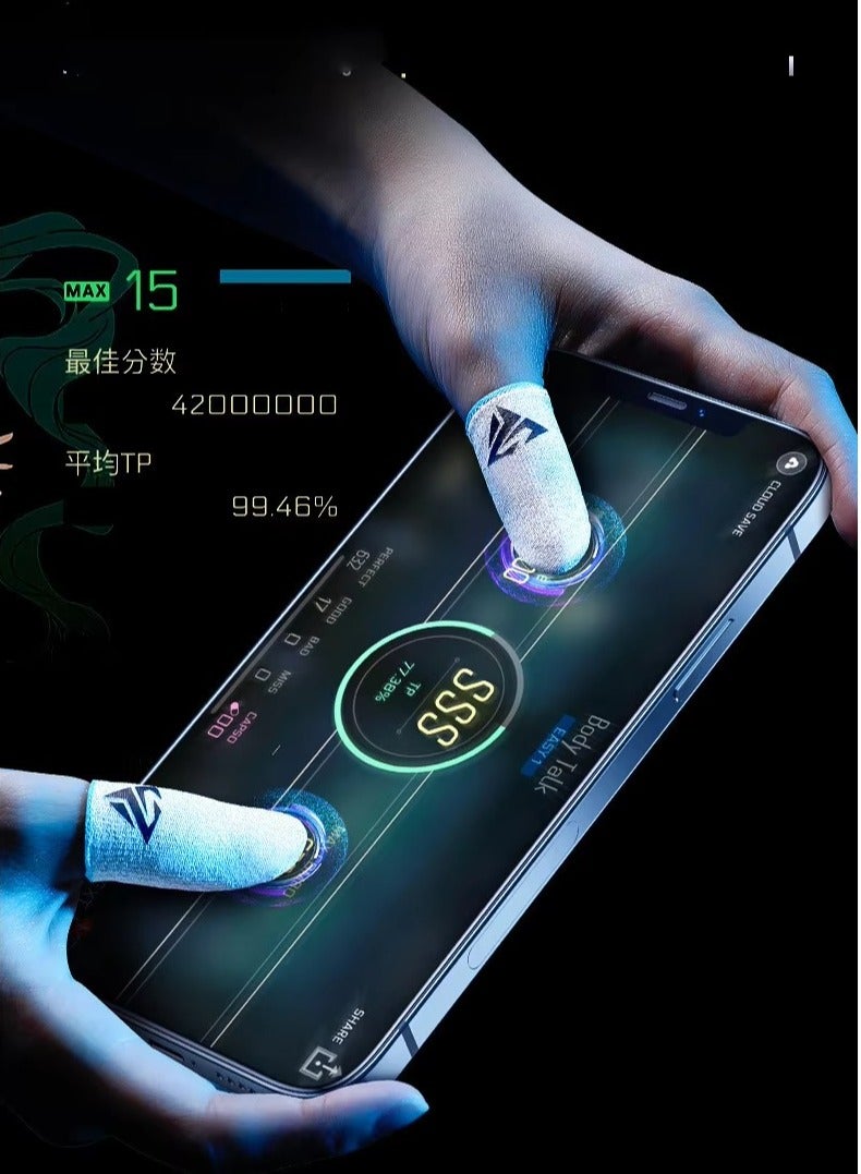 4 Gaming Finger Gloves Paired With A Metal Storage Box，100% Visible Silver Fibers,Just Right Pressure/Breathable/Sweatproof  - Image 3