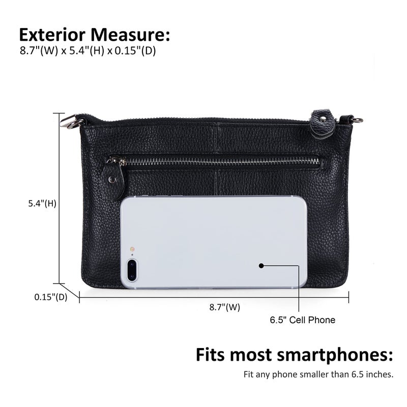 befen Black Women's Genuine Leather Wristlet Clutch Crossbody Phone Bags Wallet Purses and Handbags for Women with RFID Card Slots, Fit Phone 14 Pro Max - Image 4