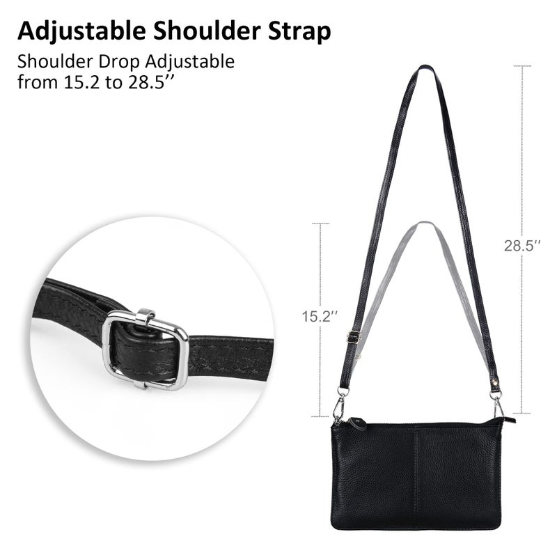 befen Black Women's Genuine Leather Wristlet Clutch Crossbody Phone Bags Wallet Purses and Handbags for Women with RFID Card Slots, Fit Phone 14 Pro Max - Image 5