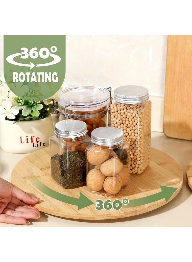 SYOSI Bamboo Lazy Susan Organizer, Wooden Non Skid Turntable for Kitchen Cabinet Condiment Spice Rack Countertop Wedding Table Storage Tray, 33cm 1PC - Image 4