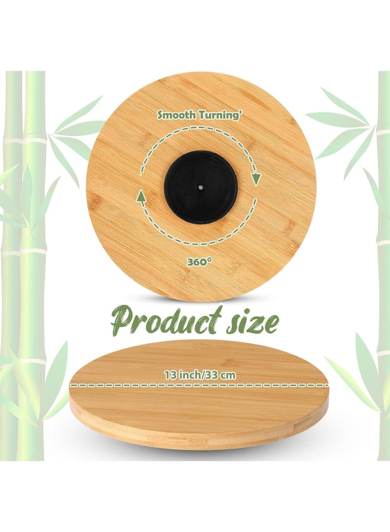 SYOSI Bamboo Lazy Susan Organizer, Wooden Non Skid Turntable for Kitchen Cabinet Condiment Spice Rack Countertop Wedding Table Storage Tray, 33cm 1PC - Image 2