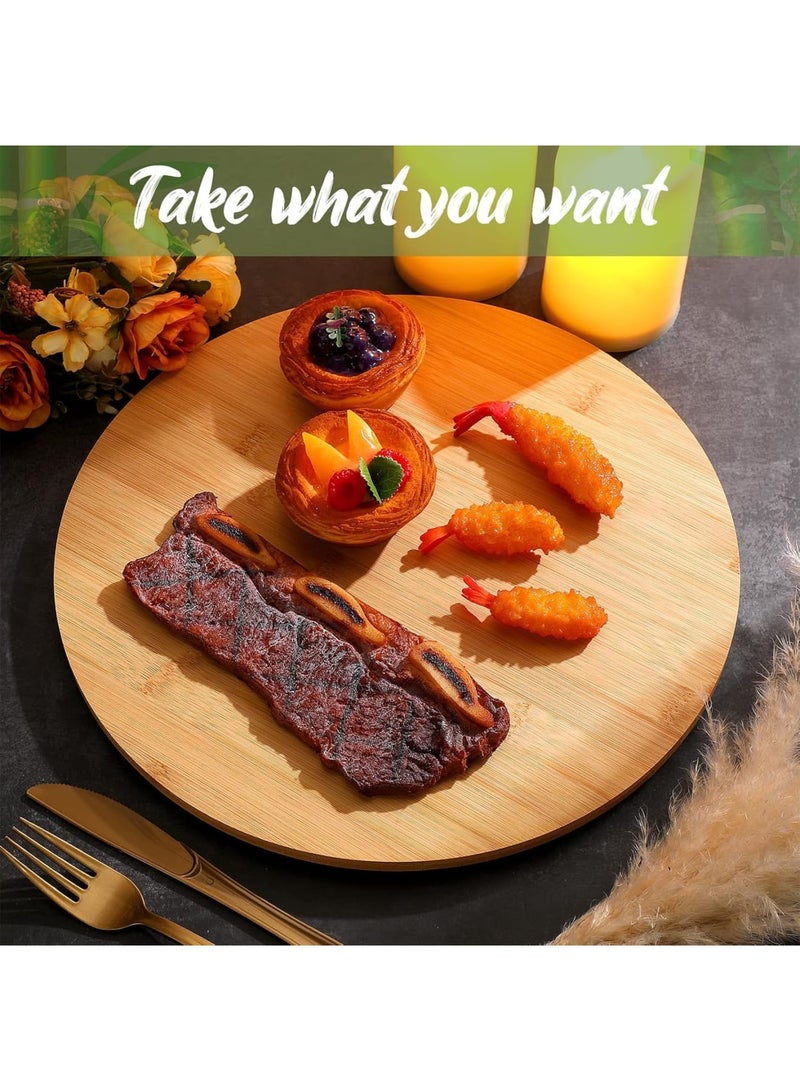 SYOSI Bamboo Lazy Susan Organizer, Wooden Non Skid Turntable for Kitchen Cabinet Condiment Spice Rack Countertop Wedding Table Storage Tray, 33cm 1PC - Image 3