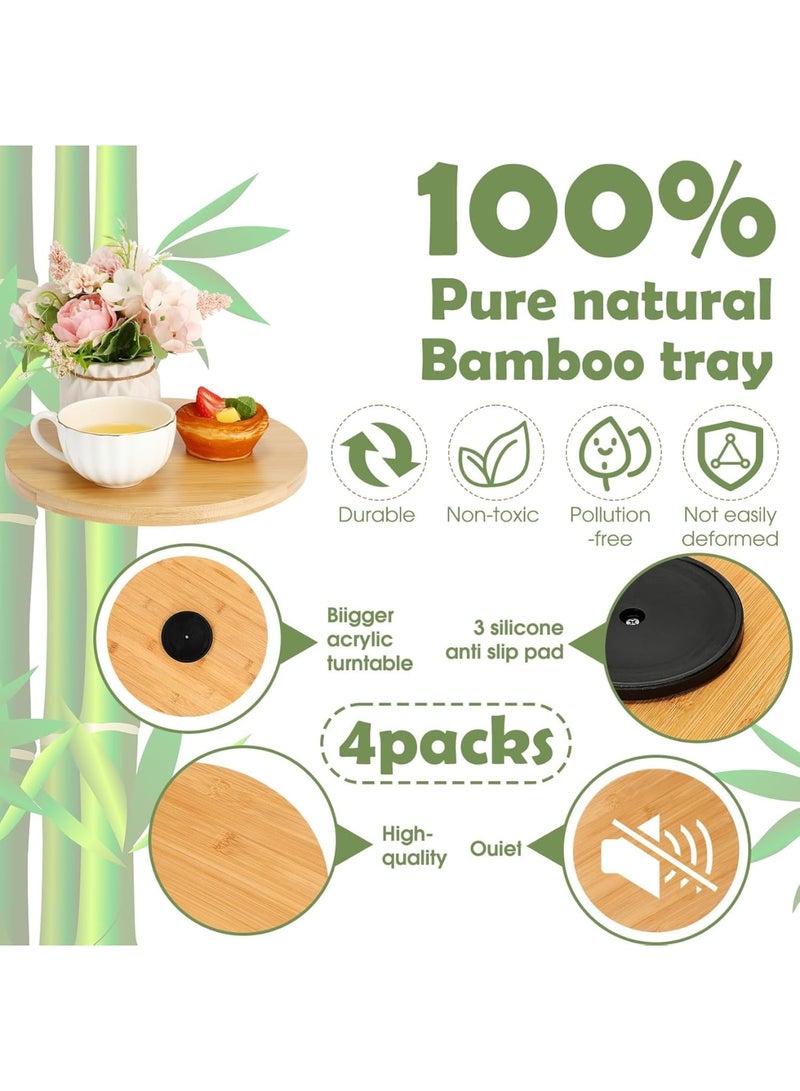 SYOSI Bamboo Lazy Susan Organizer, Wooden Non Skid Turntable for Kitchen Cabinet Condiment Spice Rack Countertop Wedding Table Storage Tray, 33cm 1PC - Image 5