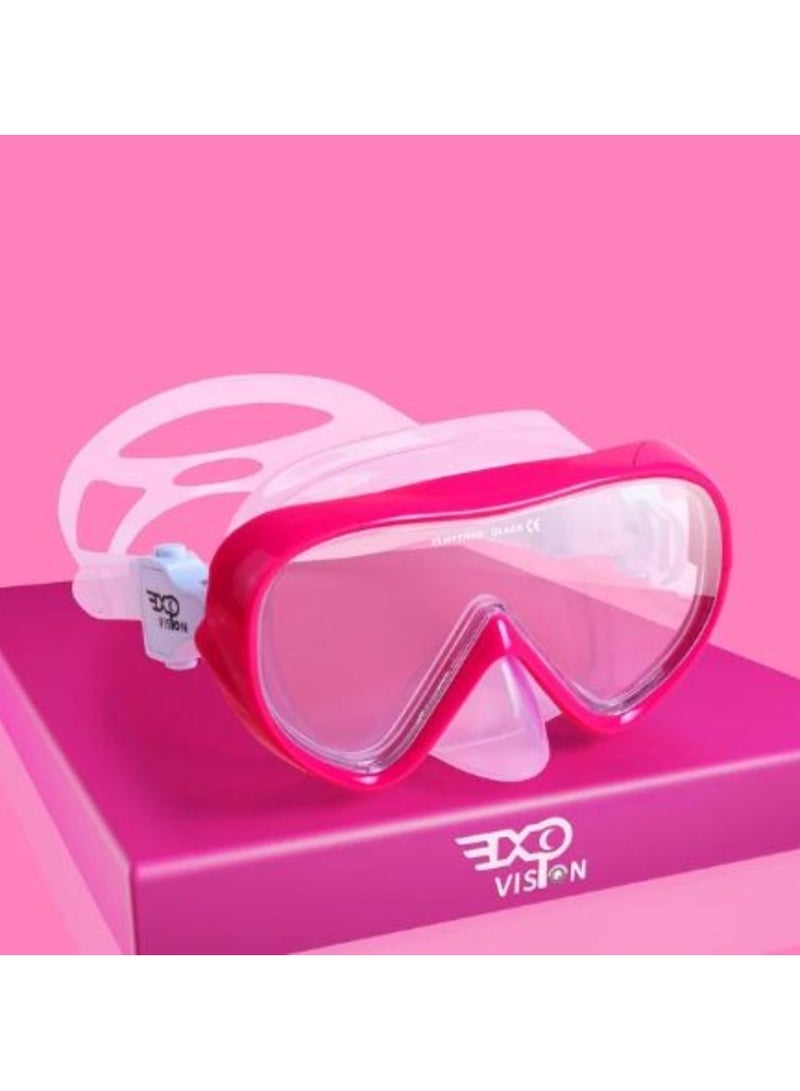 ارواق قناع غوص رؤية الأطفال من EXP، قناع سباحة بانورامي بزاوية 180 درجة، نظارات سباحة مضادة للضباب من الزجاج المقوى مع غطاء للأنف - Image 1