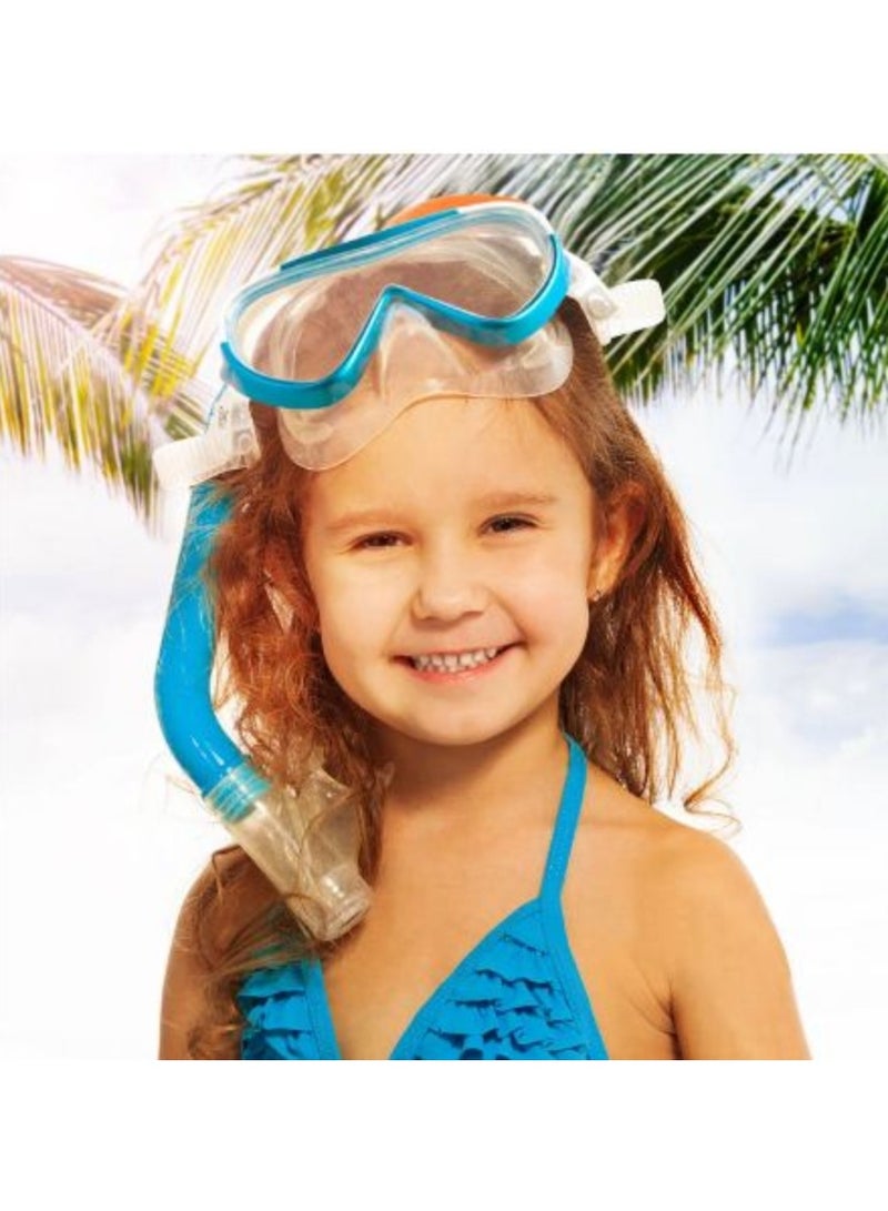 ارواق قناع غوص رؤية الأطفال من EXP، قناع سباحة بانورامي بزاوية 180 درجة، نظارات سباحة مضادة للضباب من الزجاج المقوى مع غطاء للأنف - Image 4