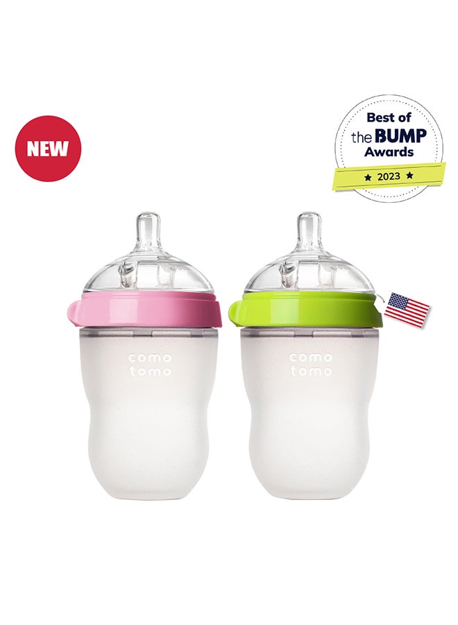 comotomo Combo Natural Feel Baby Bottle 250 ML And Natural Feel Baby Bottle 250 ML, 3 - 6 Months - Image 1