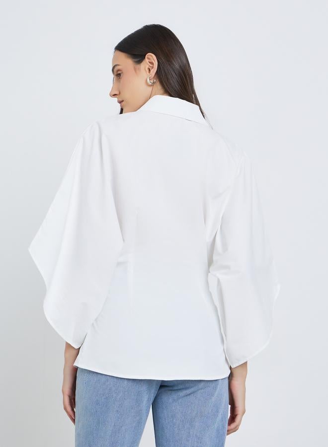 ستايلي بلوزة سادة بأكمام كيمونو - Image 4