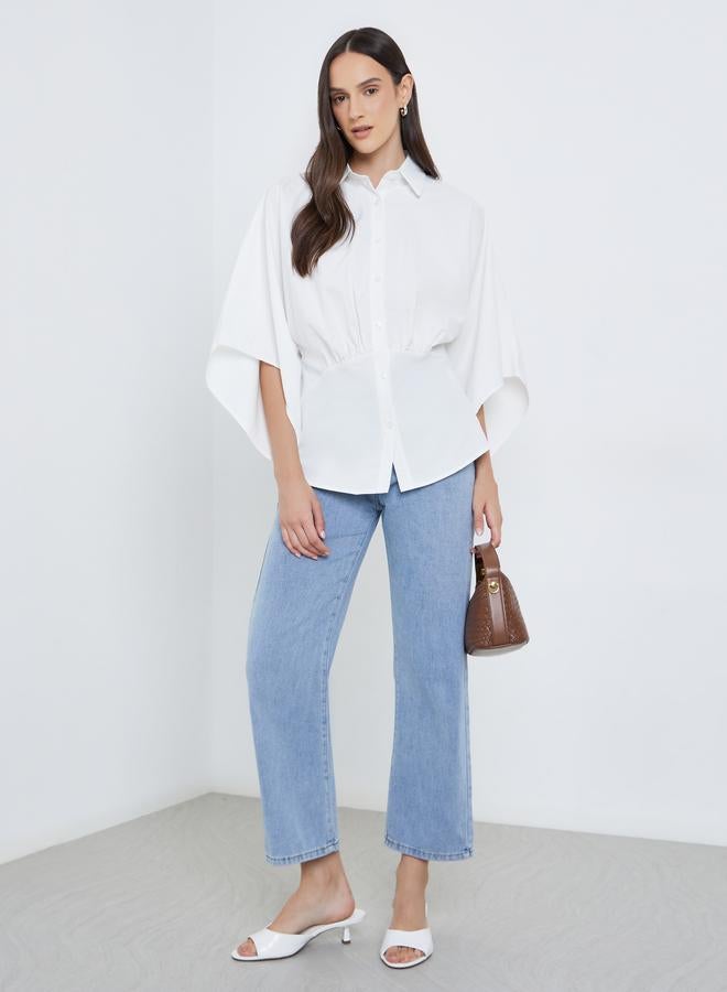 ستايلي بلوزة سادة بأكمام كيمونو - Image 2