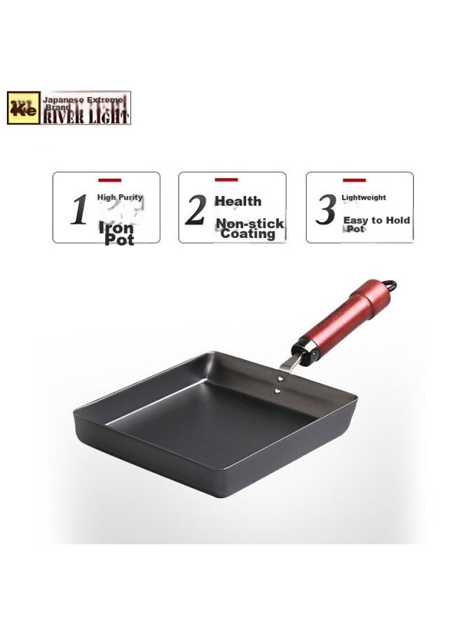 River Light Imported Square Flat-bottom Frying Pan, Cast Iron Thick Egg Pan, Breakfast Pan, 18cm - Image 4