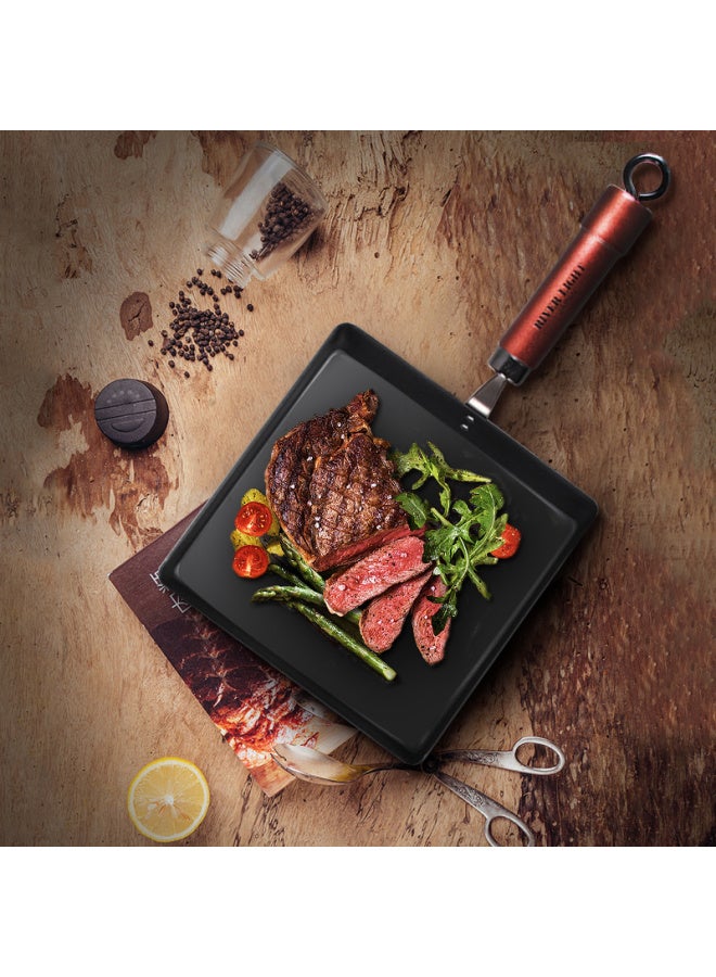 River Light Imported Square Flat-bottom Frying Pan, Cast Iron Thick Egg Pan, Breakfast Pan, 18cm - Image 1
