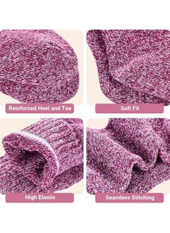 Eworld 5 Pairs Wool Socks for Men and Women, Super Soft, Warm and Cozy Thick Knit Crew Socks with Terry-Loop Cushioning, Ideal for Cold Weather, Hiking and Outdoor Activities, Perfect Gift for Winter  - Image 4