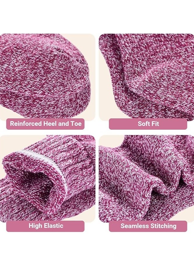 Eworld 5 Pairs Wool Socks for Men and Women, Super Soft, Warm and Cozy Thick Knit Crew Socks with Terry-Loop Cushioning, Ideal for Cold Weather, Hiking and Outdoor Activities, Perfect Gift for Winter  - Image 4