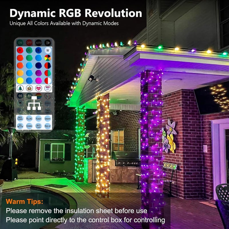 BRIZLER Color Changing Halloween Lights, 66ft 200 LED RGB Christmas Lights Music Sync, 120+ Modes Remote Dimmable Outdoor Christmas Light, Mini Tree Light Indoor Plugin for Xmas Halloween Party Decor - Image 3