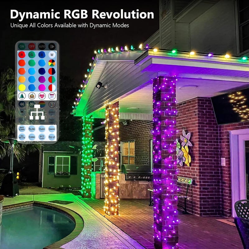 BRIZLER Color Changing Halloween Lights, 66ft 200 LED RGB Christmas Lights Music Sync, 120+ Modes Remote Dimmable Outdoor Christmas Light, Mini Tree Light Indoor Plugin for Xmas Halloween Party Decor - Image 2