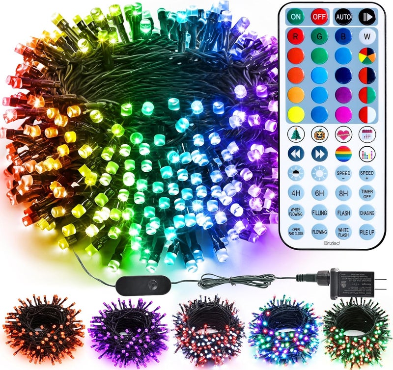 BRIZLER Color Changing Halloween Lights, 66ft 200 LED RGB Christmas Lights Music Sync, 120+ Modes Remote Dimmable Outdoor Christmas Light, Mini Tree Light Indoor Plugin for Xmas Halloween Party Decor - Image 1