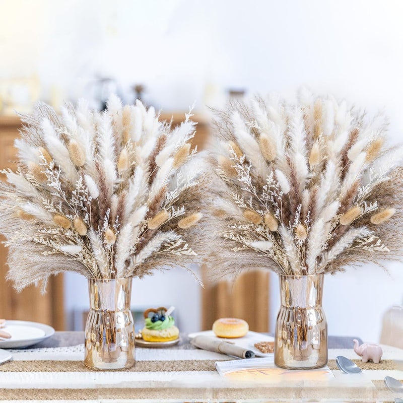 FloraDream 440PCS Natural Pampas Grass Decor Bouquet | Boho Dried Floral Arrangement Centerpiece Table Decor Wedding Decor Rustic Decor (440PCS) - Image 1
