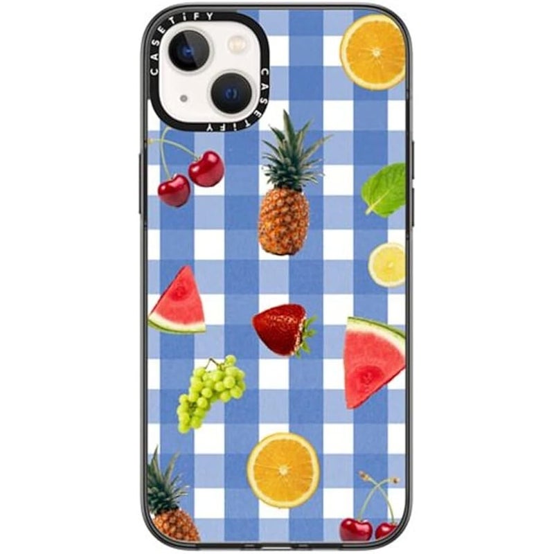 Casetify Compact iPhone 14 Plus Case 【Lightweight / 4 ft. 2X Military Grade Drop Protection/Slim】 - Fruit Medley - Clear Black